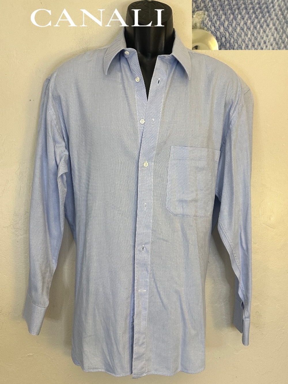 Canali Dress Shirt 16 neck EU 41 Made in Italy 100% cotton 23.5" armpit to armpi